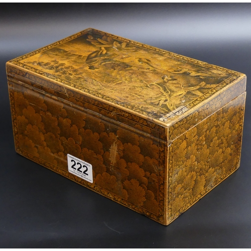 222 - A Victorian decorative wooden tea caddy. 23 x 14 x 12 cm. UK Postage £15.