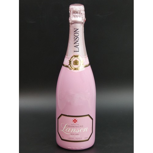 12 - A bottle of Pink Lanson rose brut champagne. UK Postage £12