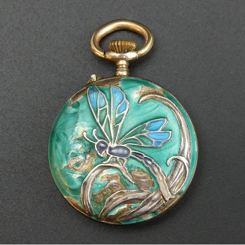 194 - Late 19th century silver and enamel Swiss pocket watch and original case. 28 mm diameter. UK Postage... 