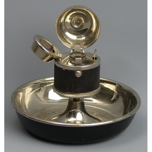 84 - Novelty travelling inkwell and candle holder. 10.5 cm diameter x 7.5 cm high. UK Postage £12.