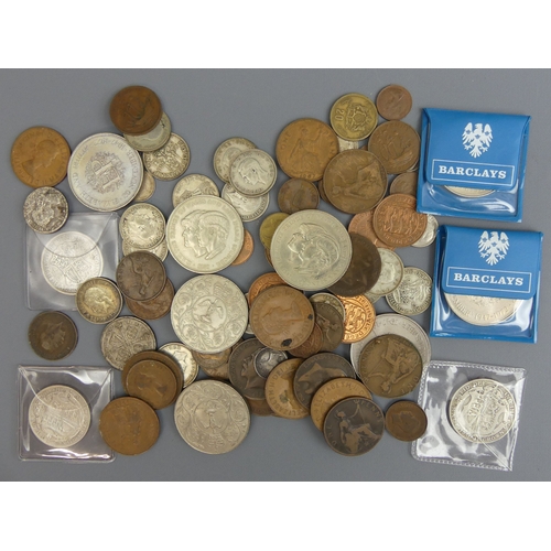 159 - Various English coins including silver examples, crowns and pennies. UK Postage £15.