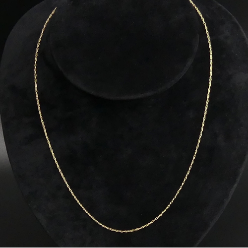 10 - Various gold earrings and a 9 carat gold chain. Largest earrings 4.5 cm, chain 46 cm. UK Postage £12... 
