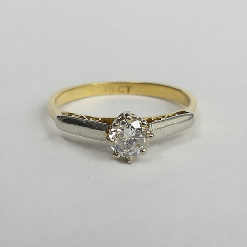 3 - 18ct gold single stone diamond ring (approx .25ct), 2.1 grams. Size K 1/2top 5.5 mm. UK Postage £12.