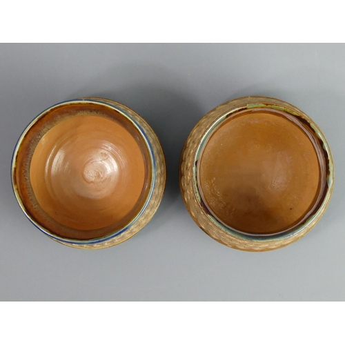 113 - Two Royal Doulton art pottery squat vases, circa 1910. 9 & 9.5 cm high. UK Postage £15.