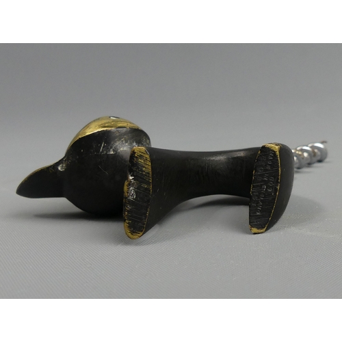 122 - Art Deco bronze stylised cat design novelty corkscrew. 9 cm high. UK Postage £12.