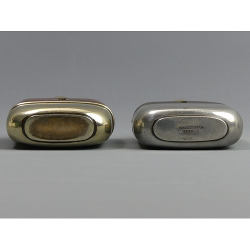 131 - Two Victorian glass, silver plate and leather hip flasks. 12 cm high. UK Postage £12.