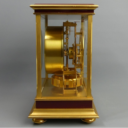 138 - Jaeger-Le Coultre Atmos mechanical torsion pendulum clock with a maroon enamel panels. 28 x 21 x 16 ... 