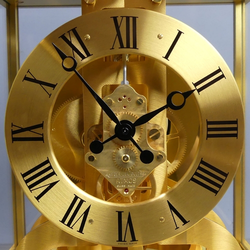 138 - Jaeger-Le Coultre Atmos mechanical torsion pendulum clock with a maroon enamel panels. 28 x 21 x 16 ... 