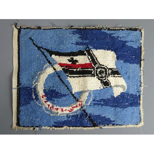 143 - Early 1900's German military wool-work picture. 35 x 28 cm. UK Postage £12.