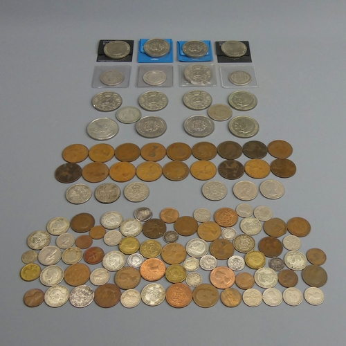 159 - Various English coins including silver examples, crowns and pennies. UK Postage £15.