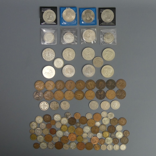 159 - Various English coins including silver examples, crowns and pennies. UK Postage £15.