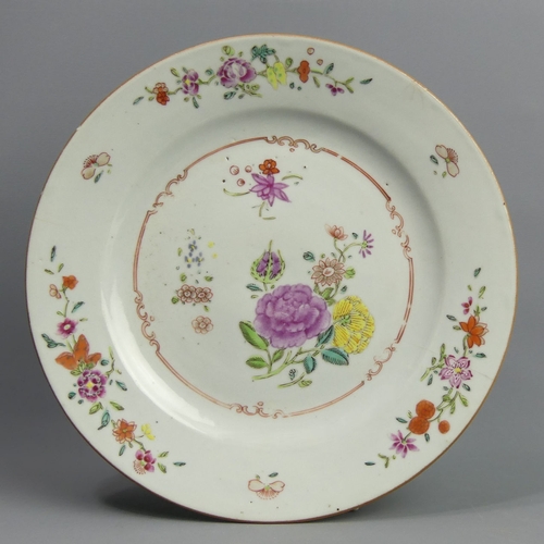162 - Chinese famille rose porcelain cabinet plate c.1750. 23cm. UK Postage £15.
