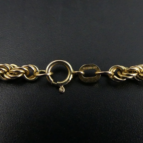 8 - 9 carat gold rope twist chain necklace. 5.5 grams. 46cm. UK Postage £12.