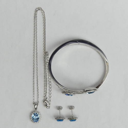 40f - Swarovski crystal bangle, earrings and necklace suite of jewellery. UK Postage £12.