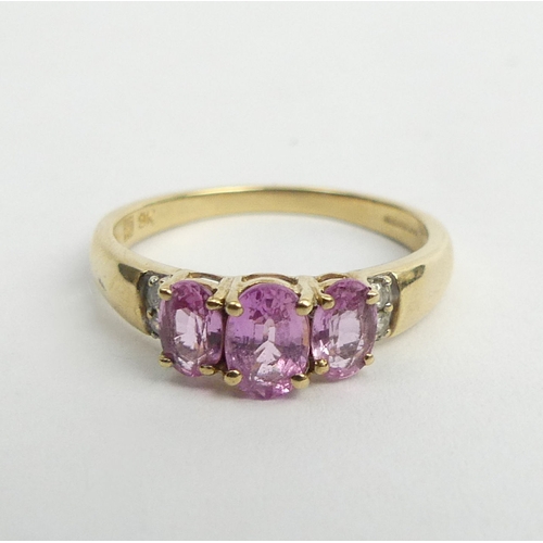 24 - 9ct gold pink topaz and diamond ring, 1.9 grams. Size M 1/2, 5.8 grams. UK Postage £12.