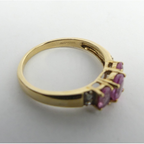 24 - 9ct gold pink topaz and diamond ring, 1.9 grams. Size M 1/2, 5.8 grams. UK Postage £12.