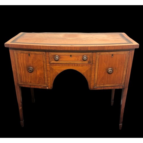 330 - Regency satinwood and ebony inlaid and cross banded sideboard of small proportions. 105 x 53 x 88 cm... 