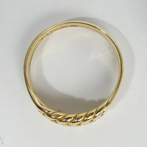 13 - Victorian 18ct gold keeper ring, London 1896, 5.7 grams. Size T, 7.7 mm. UK Postage £12.