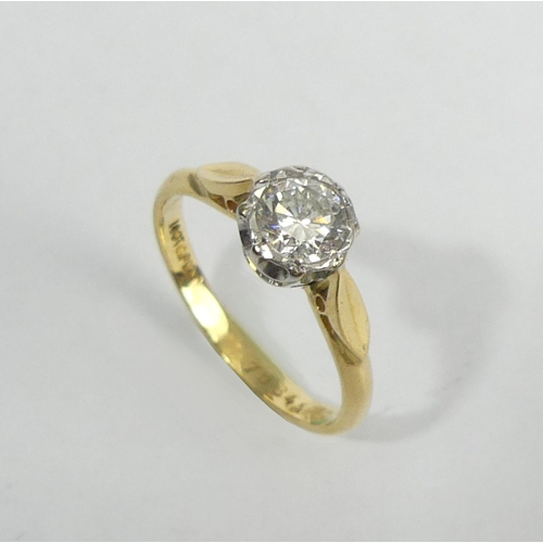 2 - 18ct gold diamond solitaire (approx 1/2 carat), 2.8 grams. Size M, 6.7 mm. UK Postage £12.