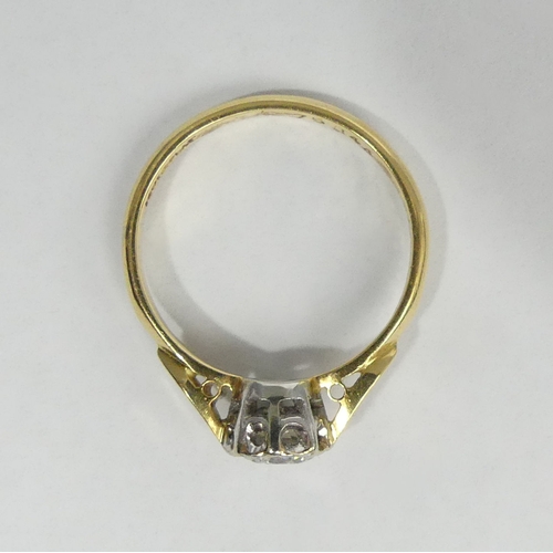 2 - 18ct gold diamond solitaire (approx 1/2 carat), 2.8 grams. Size M, 6.7 mm. UK Postage £12.
