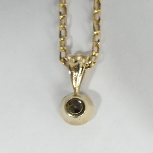 29 - 9ct gold diamond (approx.25ct) pendant and chain, 3.5 grams. Pendant 5.7 mm wide, chain 51 cm. UK Po... 