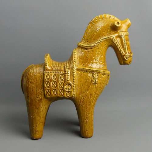 Bitossi ochre glazed pottery figure of a horse by Aldo Londi. 32 cm. UK