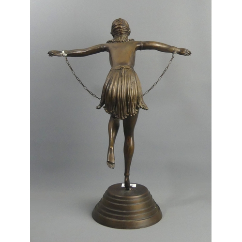 295 - A bronze Art Deco style figure of a dancer. 51 cm. UK Postage £20.