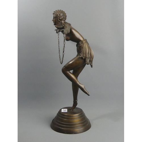 295 - A bronze Art Deco style figure of a dancer. 51 cm. UK Postage £20.