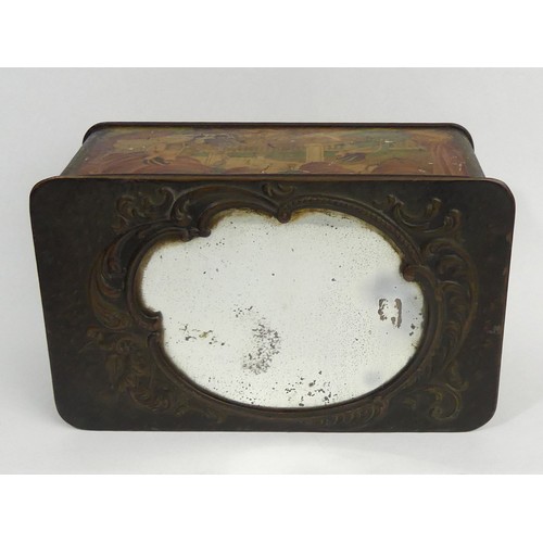 295C - Huntley and Palmers easel mirror topped biscuit tin circa 1914. 16.5 x 10 x 7.5 cm. UK Postage £12.