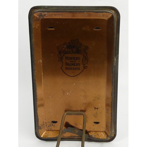 295C - Huntley and Palmers easel mirror topped biscuit tin circa 1914. 16.5 x 10 x 7.5 cm. UK Postage £12.