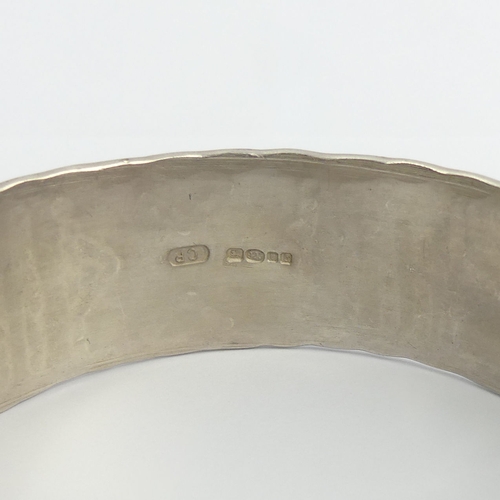 10 - Stylish hand made silver bangle, London 2001, 42 grams. 22 mm wide. Uk Postage £12.