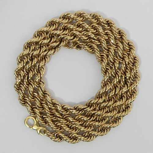 50A - 9ct gold rope twist chain necklace, 35.4 grams. 67 cm x 6 mm. UK Postage £12.
