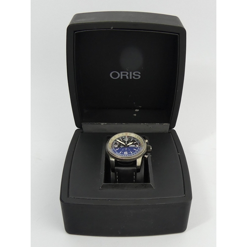 175 - Oris Big Crown X1 Calculator steel automatic watch on a leather strap, in the original box. 50 mm wi... 