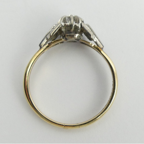 13 - 18ct gold and platinum diamond solitaire ring, 2.8 grams. Size S, 6.5 mm. UK Postage £12.