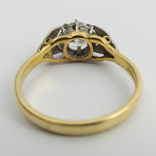 17 - 18ct gold diamond solitaire approx 3/4ct ring, 4.2 grams. Size T 1/2, 8 mm. Stone 6 mm. UK Postage £... 