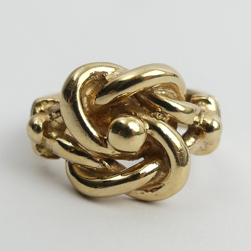 22 - 9ct gold knot ring, 15.7 grams. Size Y, 17 mm. UK Postage £12.