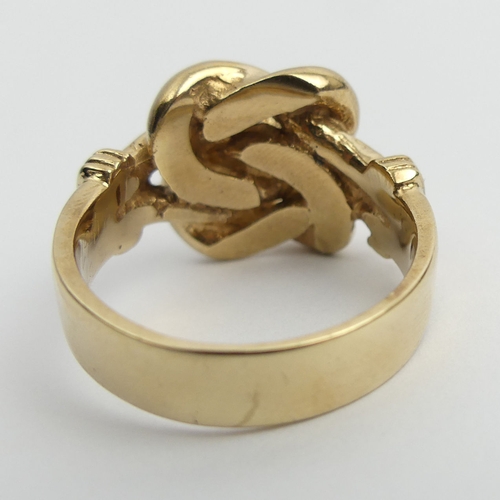 22 - 9ct gold knot ring, 15.7 grams. Size Y, 17 mm. UK Postage £12.