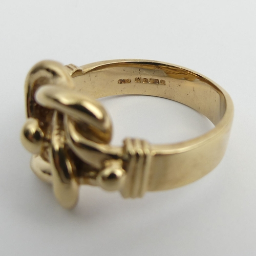 22 - 9ct gold knot ring, 15.7 grams. Size Y, 17 mm. UK Postage £12.