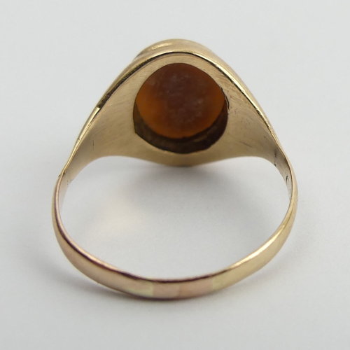 23 - 9ct gold carved shell cameo ring, 3 grams. Size N, 12.7 mm. UK Postage £12.