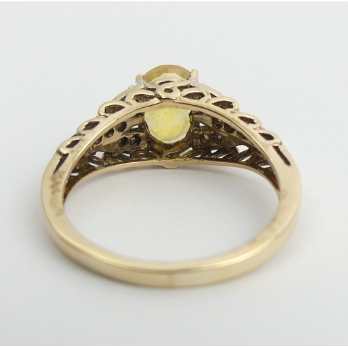 5 - 9ct gold fire opal and diamond ring, 2.7 grams. Size N, 8.2 grams. UK Postage £12.