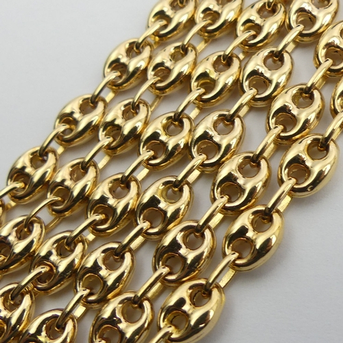 51 - 9ct gold marine curb link chain necklace, 18.7 grams. 51 cm x 6 mm. UK Postage £12.