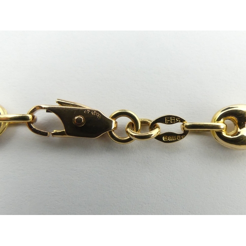 51 - 9ct gold marine curb link chain necklace, 18.7 grams. 51 cm x 6 mm. UK Postage £12.