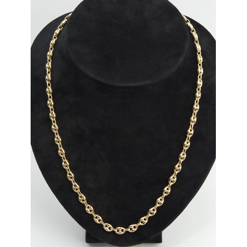 51 - 9ct gold marine curb link chain necklace, 18.7 grams. 51 cm x 6 mm. UK Postage £12.