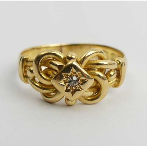 54 - 18ct gold diamond set signet ring, 6.2 grams. Birm.1915. Size T 1/2, 10.1 mm wide. UK Postage £12.