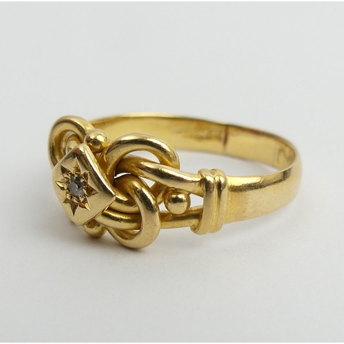 54 - 18ct gold diamond set signet ring, 6.2 grams. Birm.1915. Size T 1/2, 10.1 mm wide. UK Postage £12.