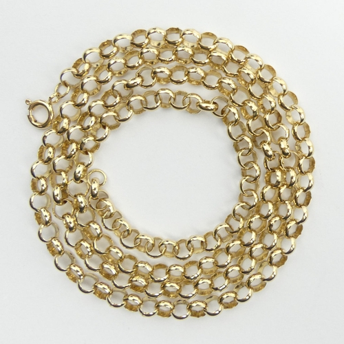 56 - 9ct gold belcher link chain necklace, 21.7 grams. 67 cm x 5.2 mm. UK Postage £12.