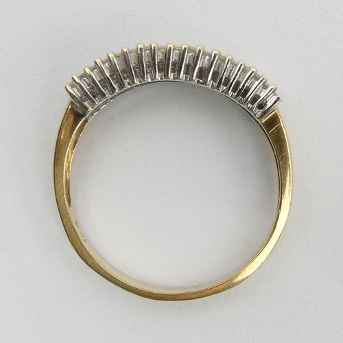 70A - 9ct gold diamond four row ring, 4.8 grams. Size Z + 2.5, 6.7 mm. UK Postage £12.