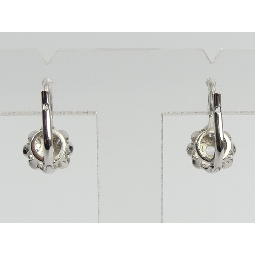 72 - A pair of 18ct gold white stone earrings, 3.3 grams. 16 mm long. UK Postage £12.