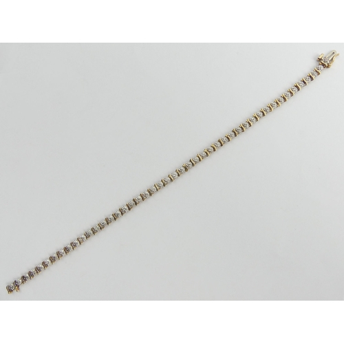 122 - 9ct gold diamond set bracelet, 6 grams. 18cm x 3.6 mm. UK Postage £12.