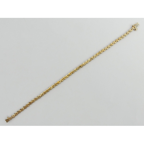 122 - 9ct gold diamond set bracelet, 6 grams. 18cm x 3.6 mm. UK Postage £12.